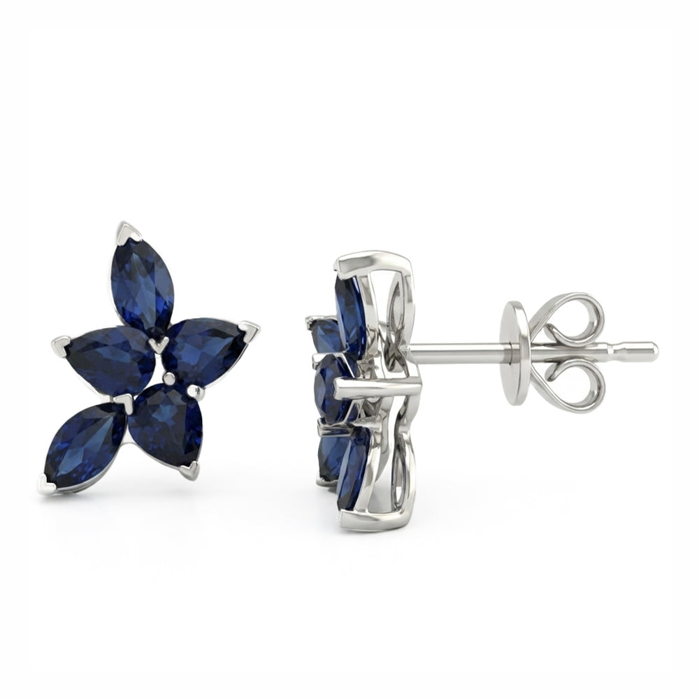 SPECIAL! 1.65ct G SI 14kt White Gold Blue Sapphire Gemstone Stud Earrings