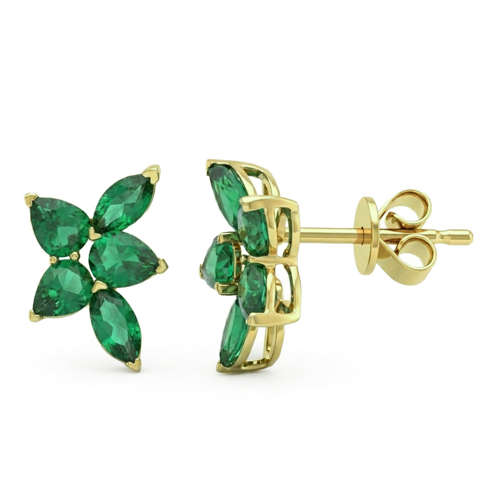 SPECIAL! 1.42ct G SI 14kt Yellow Gold Elegant Emerald Gemstone Stud Earrings