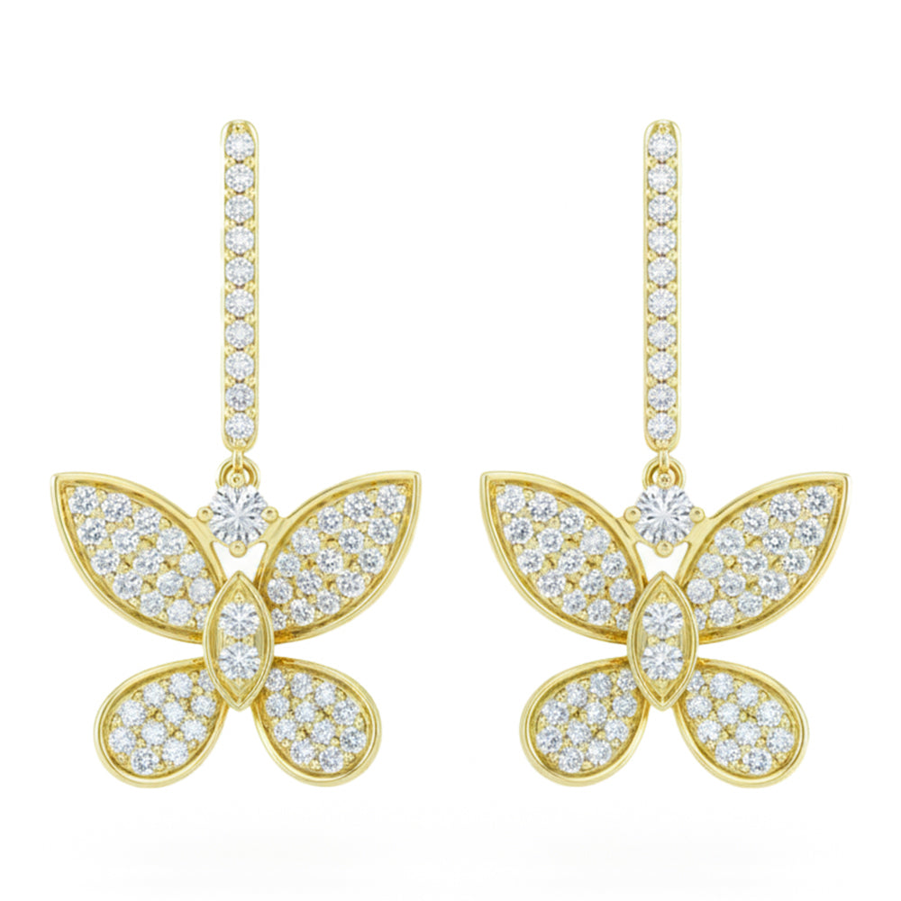 SPECIAL! .52ct G SI 14kt Yellow Gold Diamond Butterfly Drop Earrings
