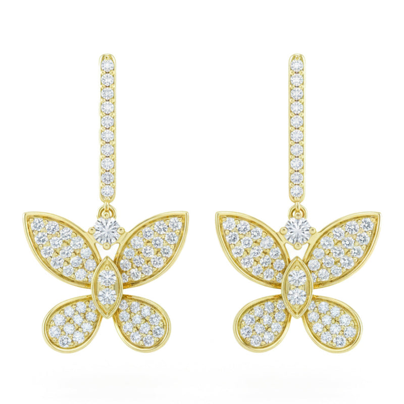 SPECIAL! .52ct G SI 14kt Yellow Gold Diamond Butterfly Drop Earrings