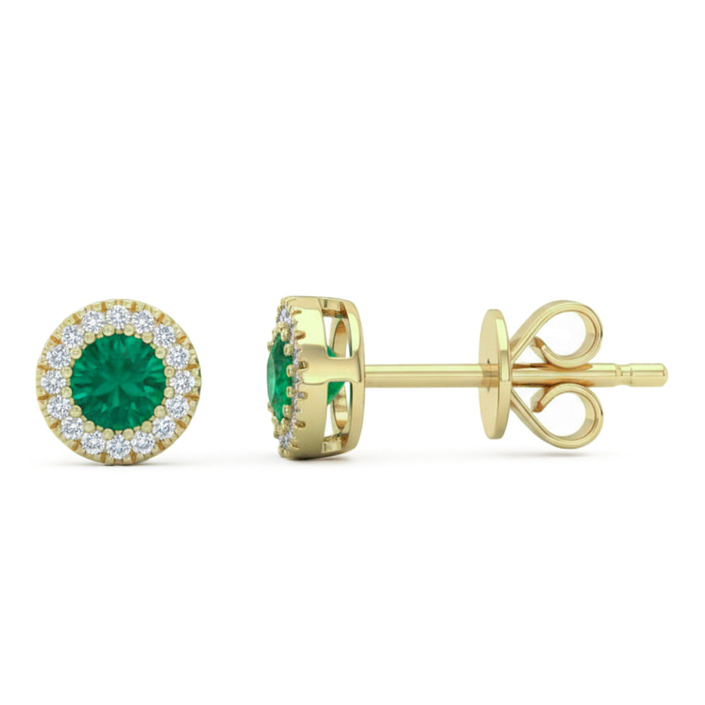 SPECIAL! .31ct G SI 14kt Yellow Gold Diamond & Emerald Gemstone Stud Earrings