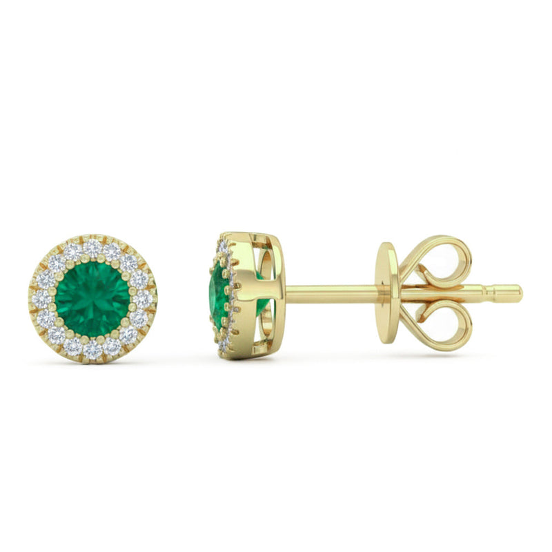 SPECIAL! .31ct G SI 14kt Yellow Gold Diamond & Emerald Gemstone Stud Earrings