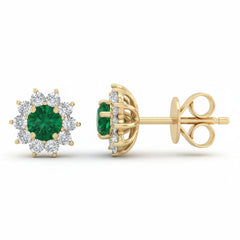 SPECIAL! .45ct G SI 14kt Yellow Gold Diamond & Emerald Gemstone Stud Earrings