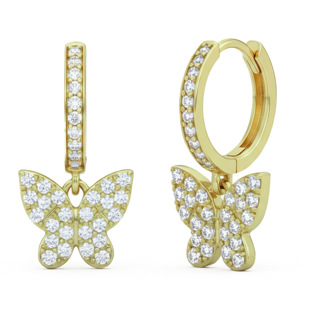 SPECIAL! .19ct G SI 14kt Yellow Gold Diamond Butterfly Drop Earrings