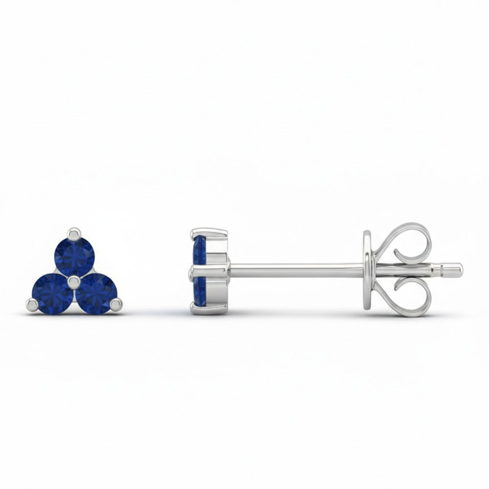 .08ct G SI 14kt White Gold Blue Sapphire Gemstone Petite Stud Earrings