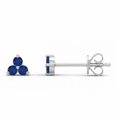 .08ct G SI 14kt White Gold Blue Sapphire Gemstone Petite Stud Earrings