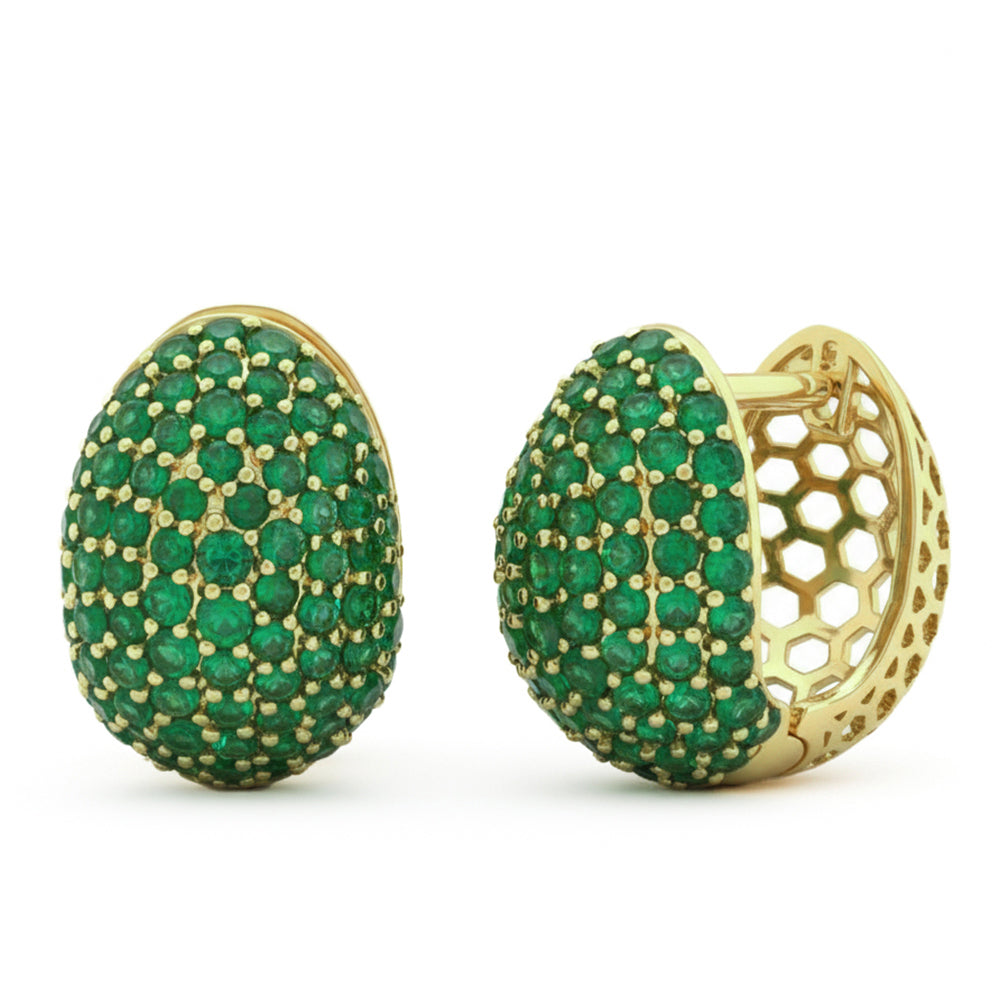 SPECIAL! 1.85ct G SI 14kt Yellow Gold Emerald Gemstone Hoop Earrings