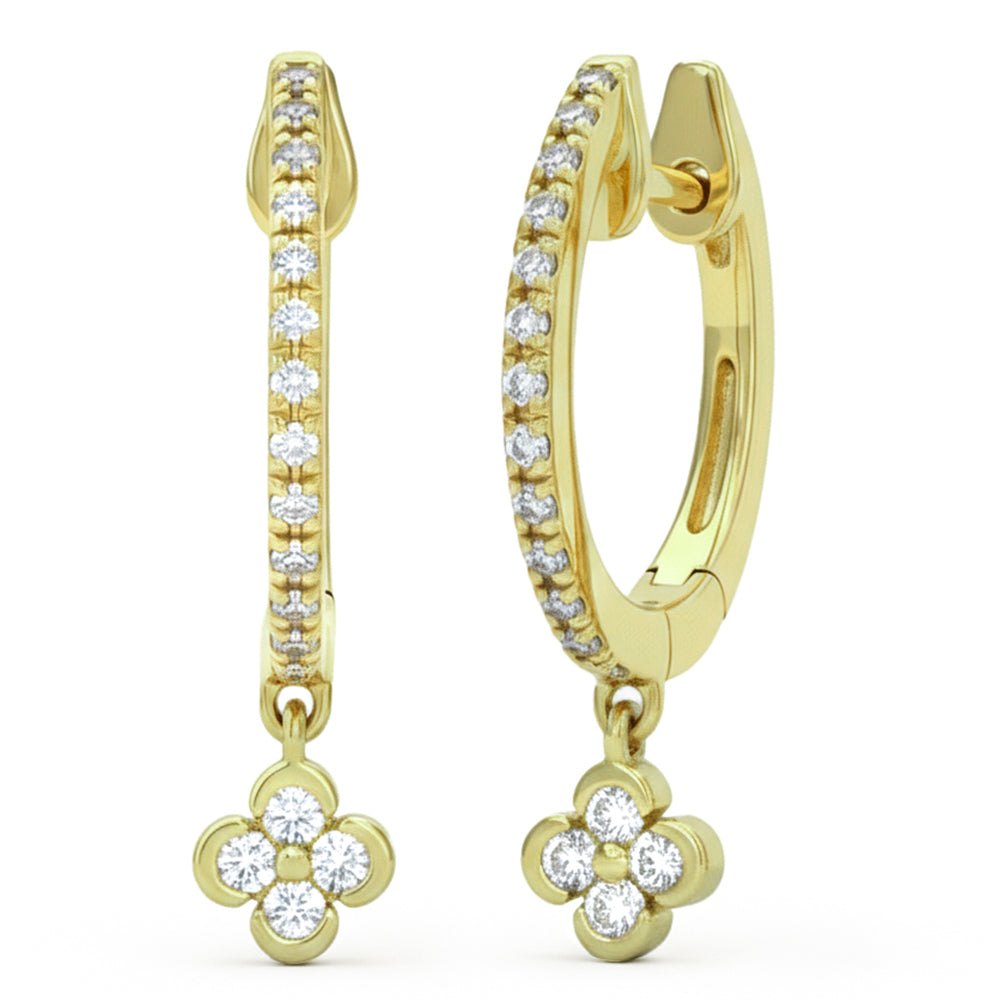SPECIAL! .16ct G SI 14kt Yellow Gold Diamond Clover Drop Earrings