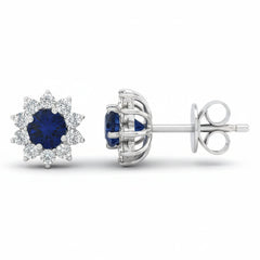 SPECIAL! .68ct G SI 14kt White Gold Diamond & Blue Sapphire Gemstone Stud Earrings