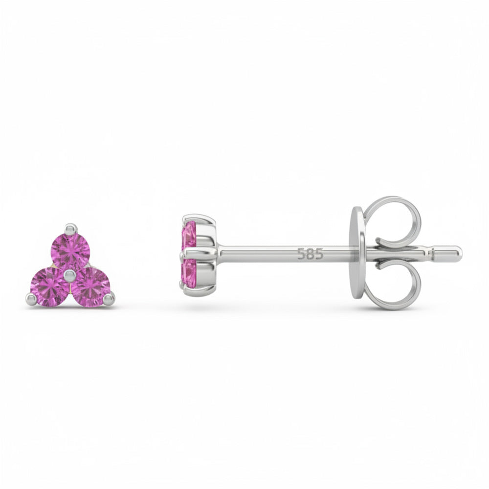 .08ct G SI 14kt White Gold Pink Sapphire Gemstone Petite Stud Earrings