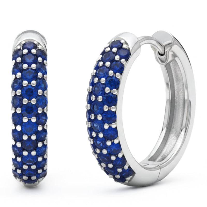 SPECIAL! .89ct G SI 14kt White Gold Blue Sapphire Gemstone Hoop Earrings