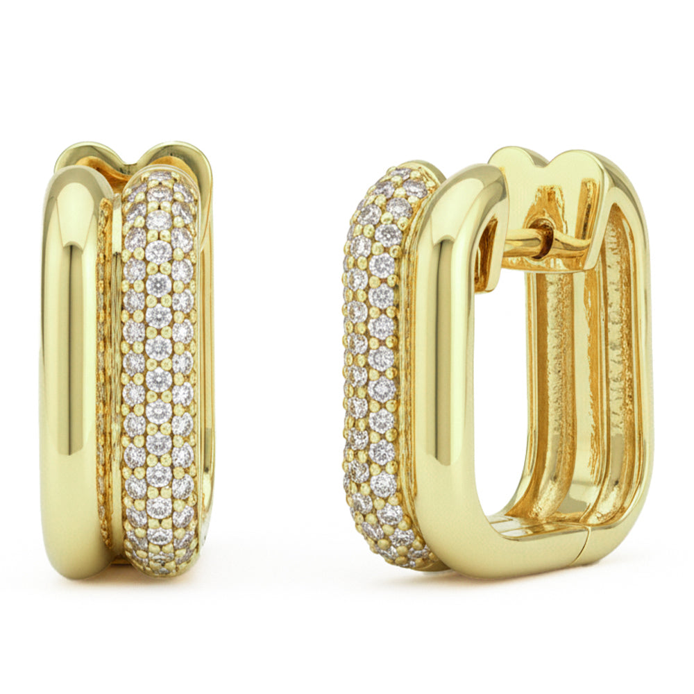 SPECIAL! .25ct G SI 14kt Yellow Gold Modern Double Hoop Diamond Earrings