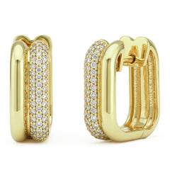 SPECIAL! .25ct G SI 14kt Yellow Gold Modern Double Hoop Diamond Earrings