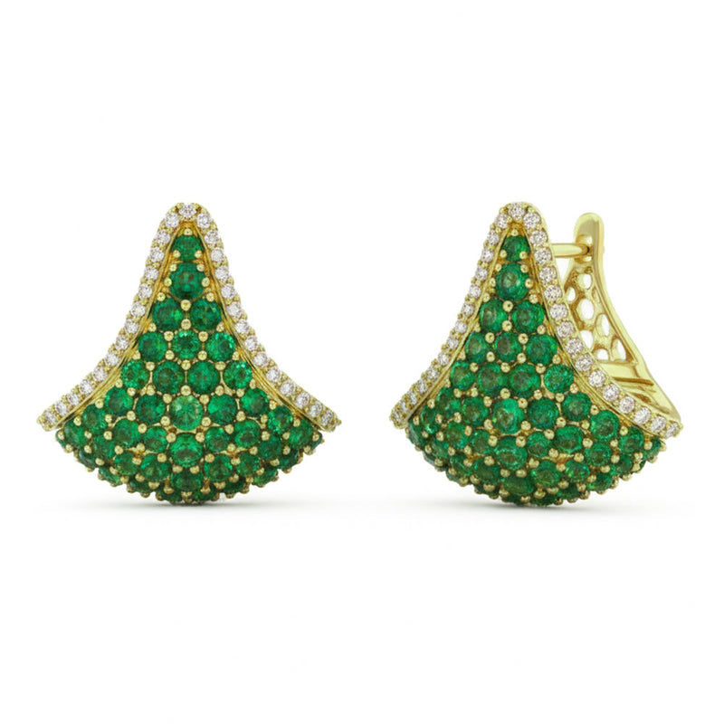SPECIAL! 2.21ct G SI 14kt Yellow Gold Diamond & Emerald Gemstone Hoop Earrings