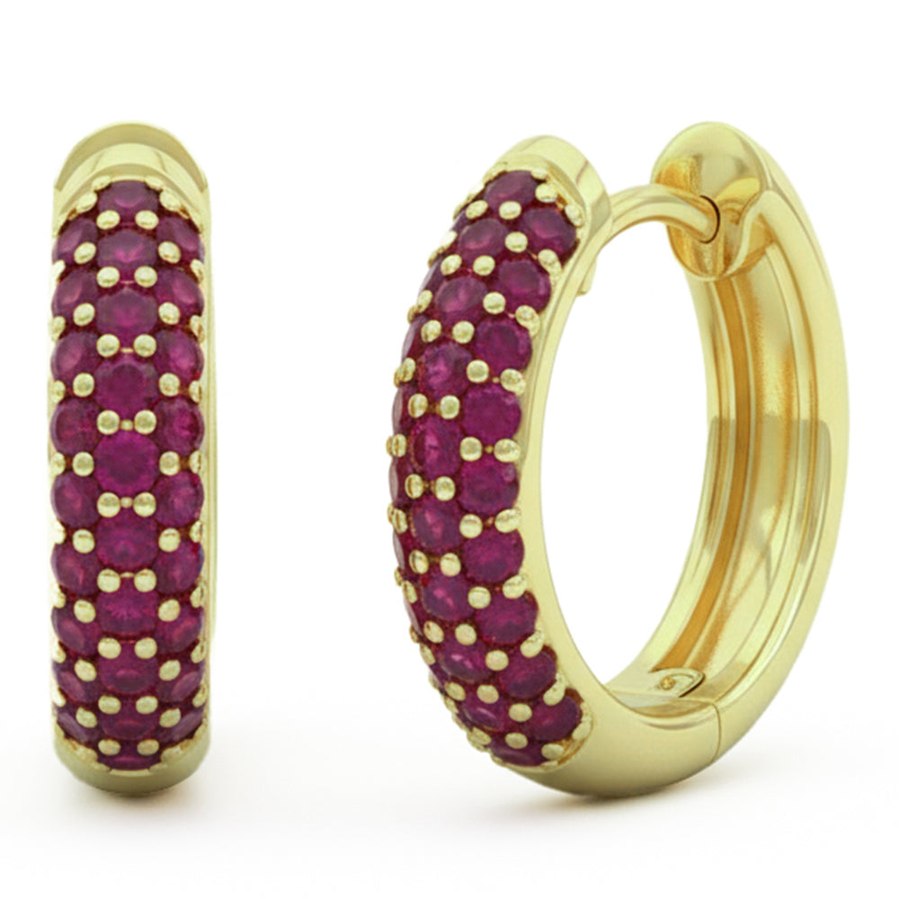 SPECIAL! .91ct G SI 14kt Yellow Gold Ruby Gemstone Hoop Earrings