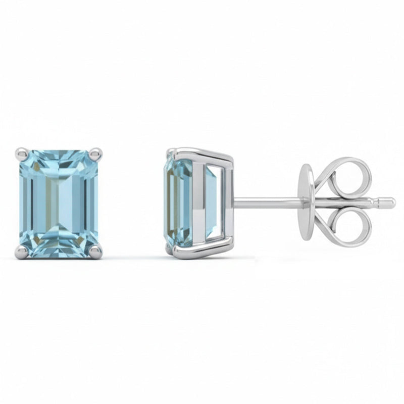 SPECIAL! 1.54ct 14kt White Gold Aquamarine Gemstone Stud Earrings