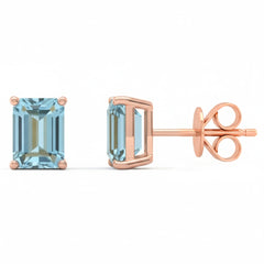 SPECIAL! 1.78ct 14kt Rose Gold Aquamarine Gemstone Stud Earrings