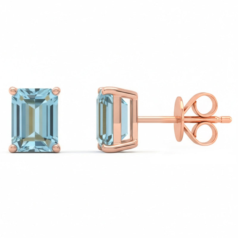 SPECIAL! 1.78ct 14kt Rose Gold Aquamarine Gemstone Stud Earrings