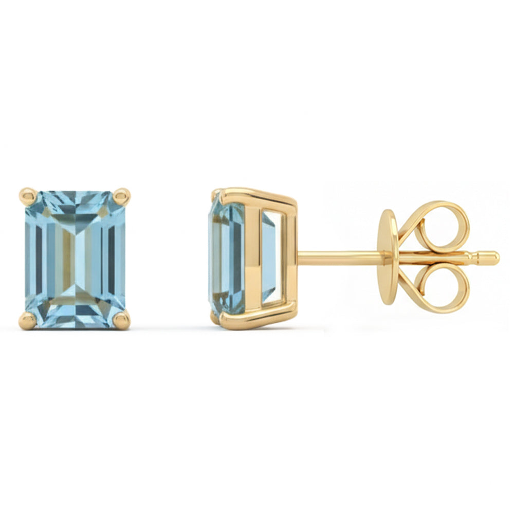 SPECIAL! 1.54ct 14kt Yellow Gold Aquamarine Gemstone Stud Earrings