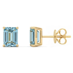 SPECIAL! 1.54ct 14kt Yellow Gold Aquamarine Gemstone Stud Earrings