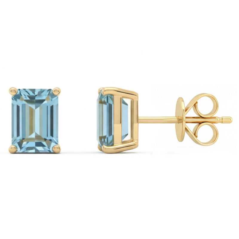 SPECIAL! 1.54ct 14kt Yellow Gold Aquamarine Gemstone Stud Earrings