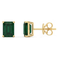 SPECIAL! 1.89ct 14kt Yellow Gold Emerald Gemstone Stud Earrings