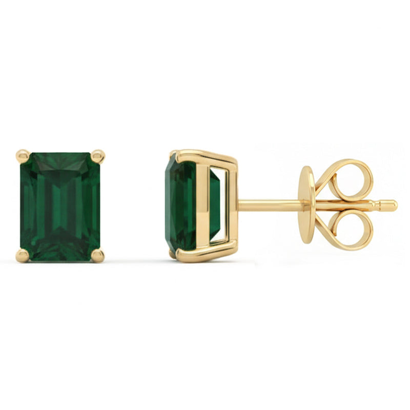 SPECIAL! 1.89ct 14kt Yellow Gold Emerald Gemstone Stud Earrings