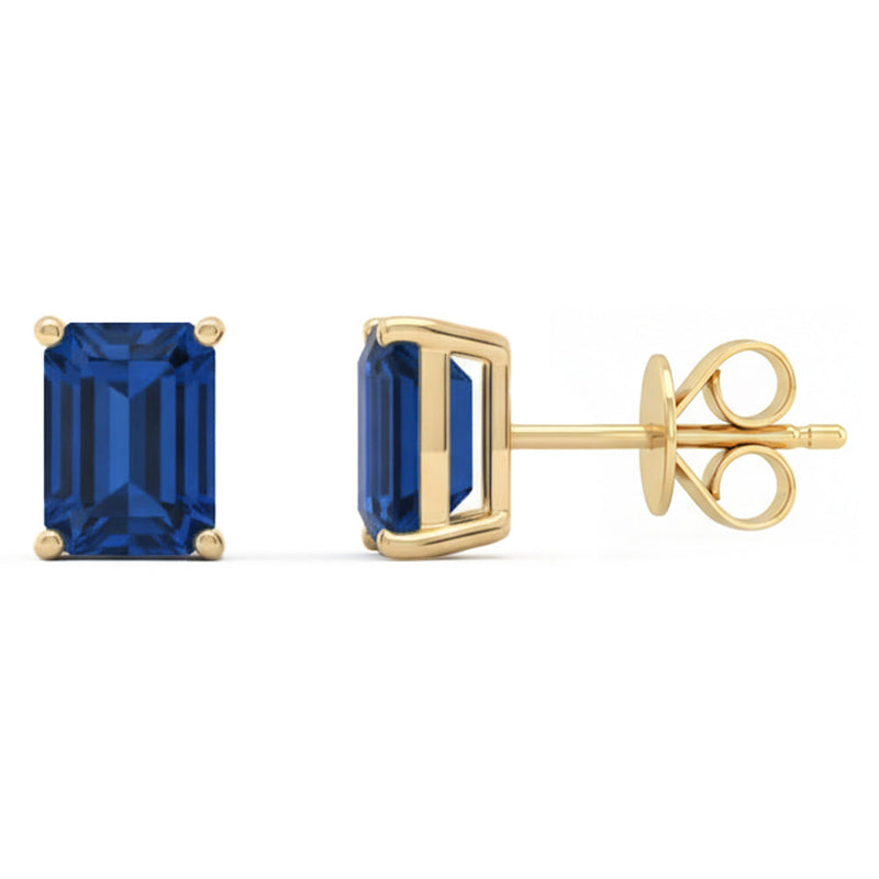 SPECIAL! 1.51ct 14kt Yellow Gold Blue Sapphire Gemstone Stud Earrings