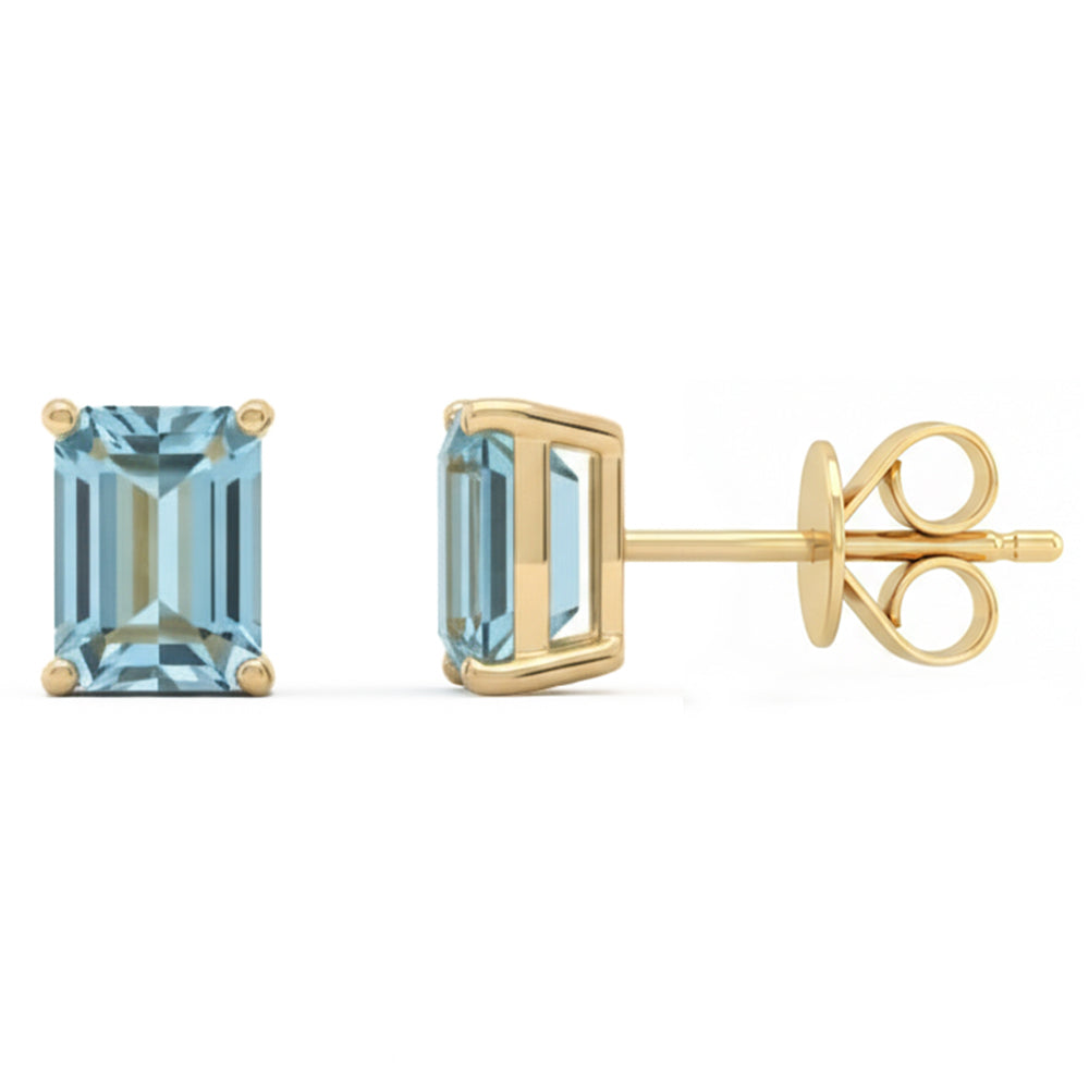 .98ct 14kt Yellow Gold Aquamarine Gemstone Stud Earrings
