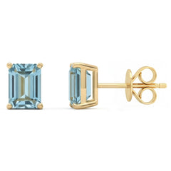 .98ct 14kt Yellow Gold Aquamarine Gemstone Stud Earrings