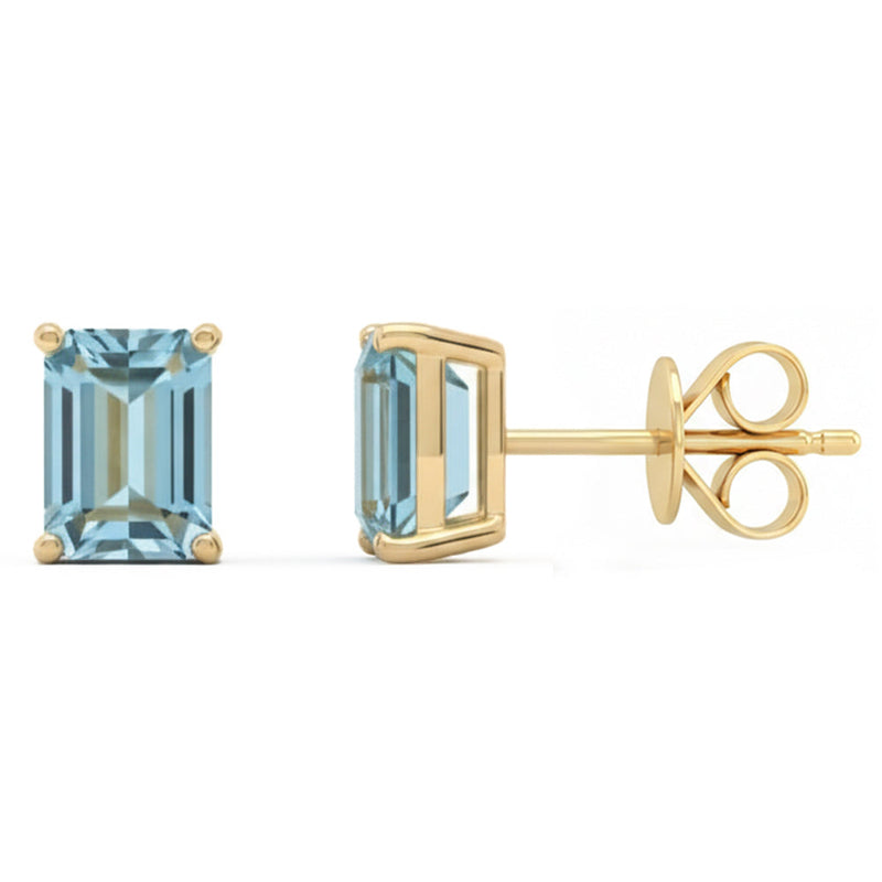 .98ct 14kt Yellow Gold Aquamarine Gemstone Stud Earrings