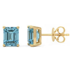 SPECIAL! 2.64ct 14kt Yellow Gold Aquamarine Gemstone Stud Earrings