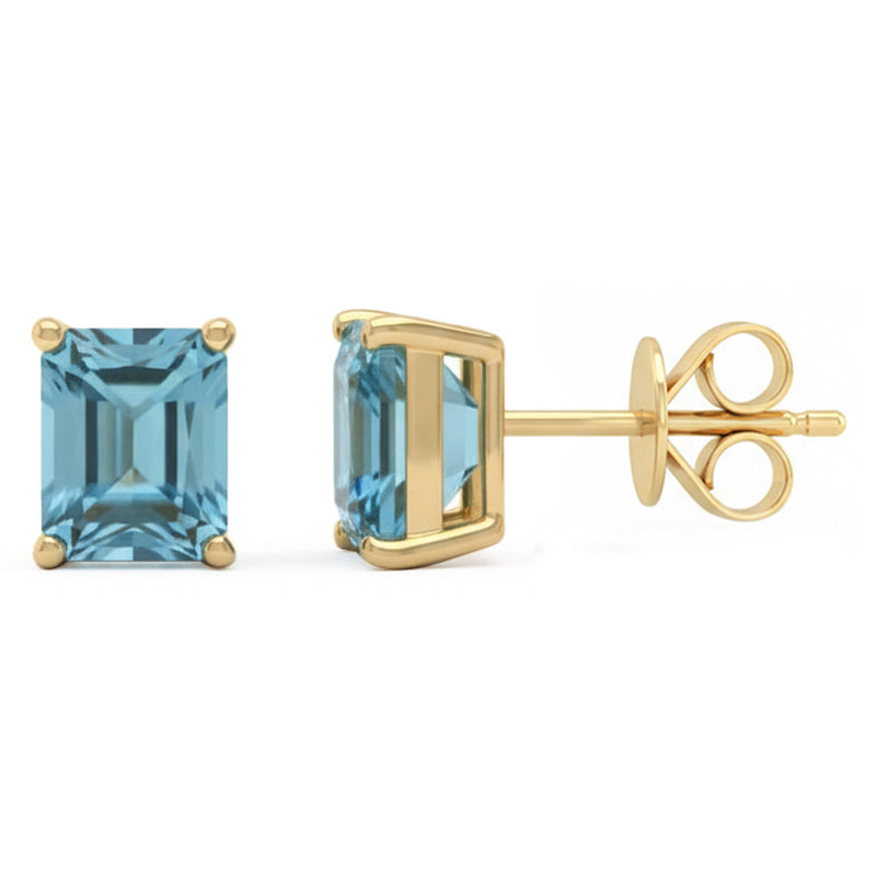 SPECIAL! 2.64ct 14kt Yellow Gold Aquamarine Gemstone Stud Earrings