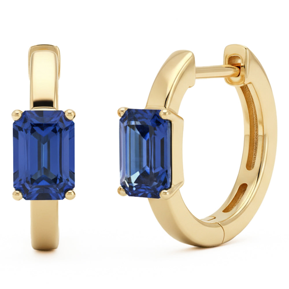 SPECIAL! 1.28ct 14kt Yellow Gold Blue Sapphire Hoop Earrings