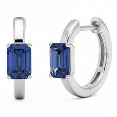 SPECIAL! 1.05ct 14kt White Gold Blue Sapphire Hoop Earrings
