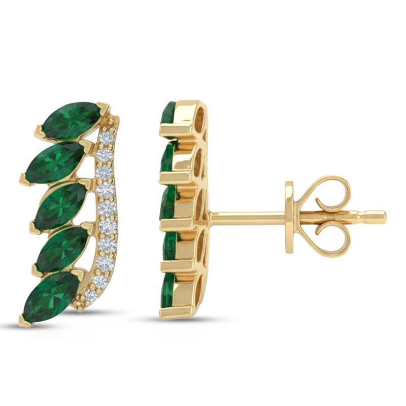 SPECIAL! .84ct G SI 14kt Yellow Gold Diamond & Emerald Gemstone Earrings
