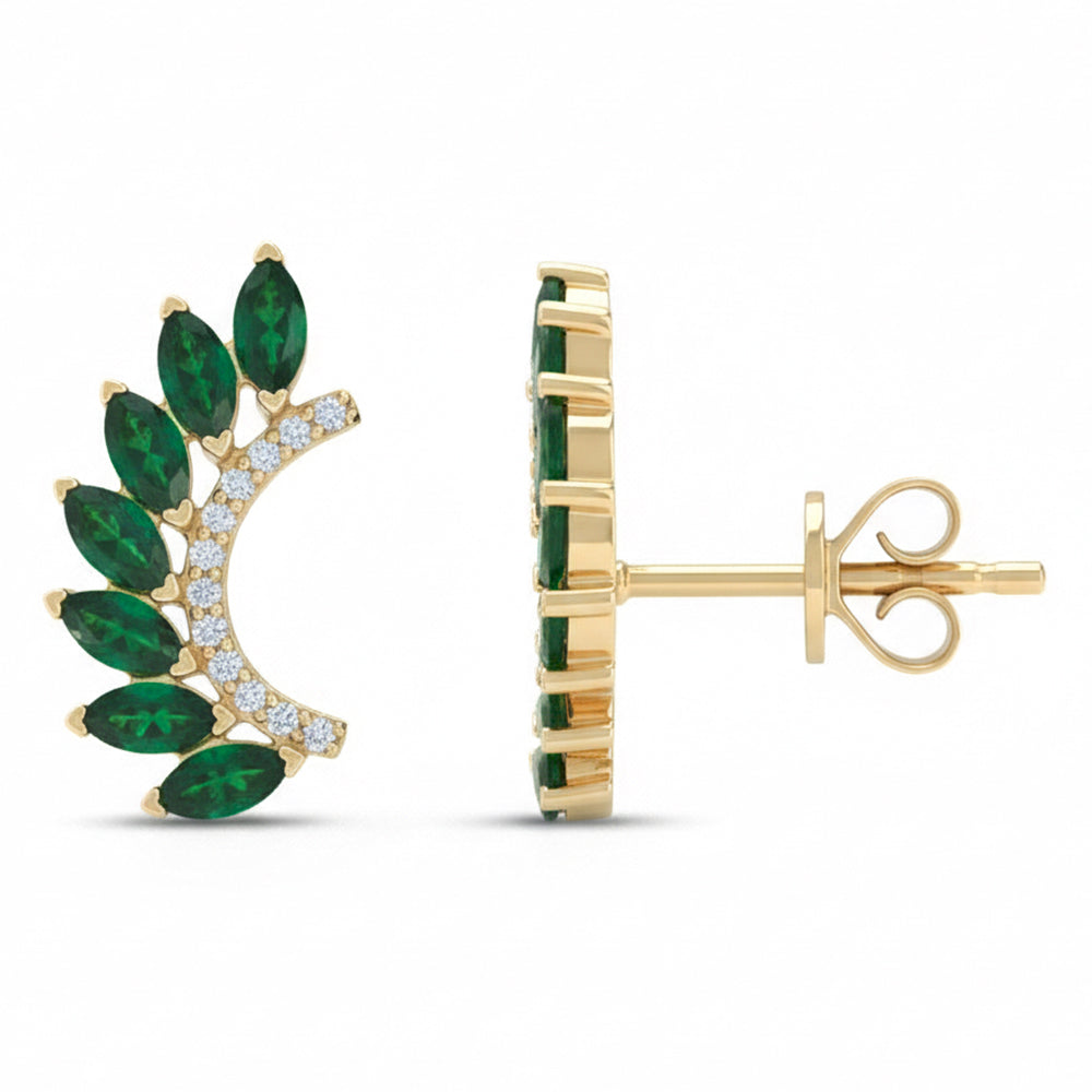 SPECIAL! 1.26ct G SI 14kt Yellow Gold Diamond & Emerald Gemstone Earrings