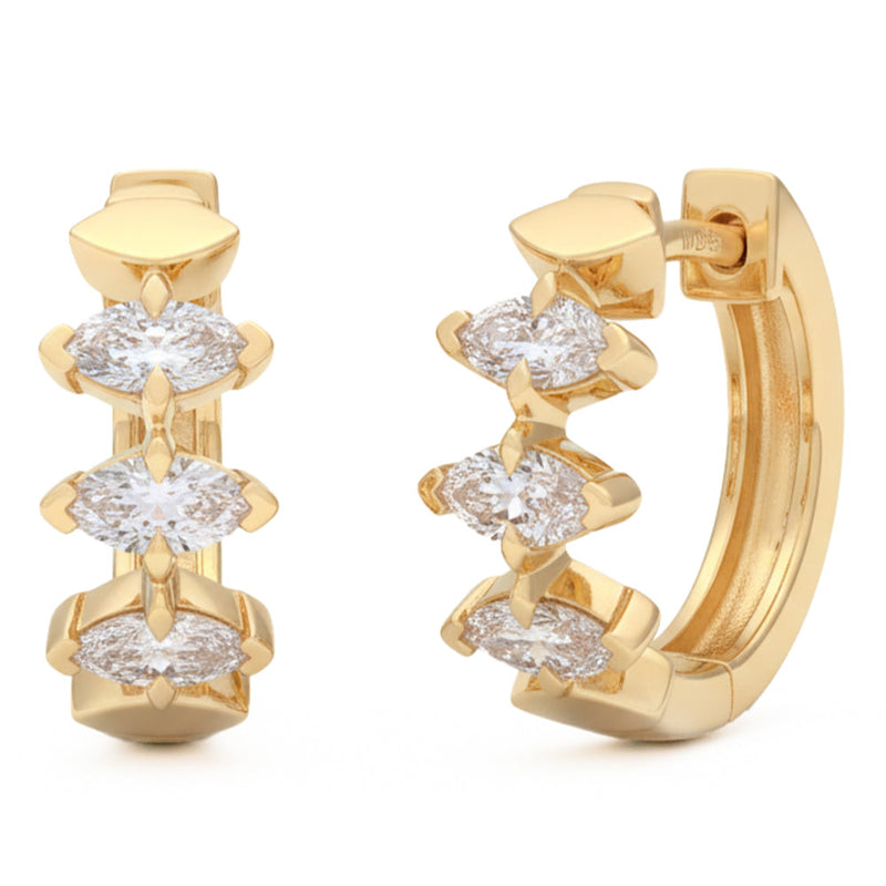 SPECIAL! .53ct G SI 14kt Yellow Gold Marquise Diamond Hoop Earrings
