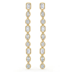 SPECIAL! 1.63ct G SI 14kt Yellow Gold Bezel Set Multi Shape Diamond Drop Earrings