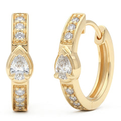 SPECIAL! .28ct G SI 14kt Yellow Gold Pear Diamond Hoop Earrings