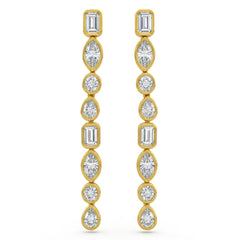 1.58ct G SI 14kt Yellow Gold Multi Shape Diamond Bezel Set Drop Earrings