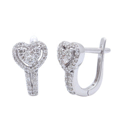 DIAMOND CLOSEOUT! .65ct 14K White Gold Diamond Heart Shaped J Hoop Earrings