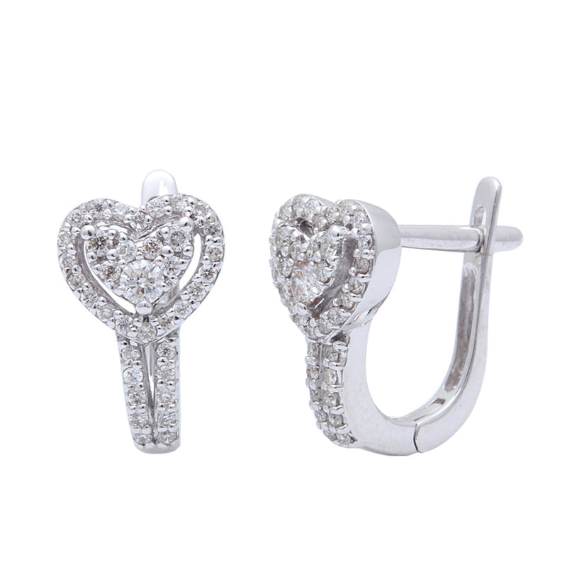 DIAMOND CLOSEOUT! .65ct 14K White Gold Diamond Heart Shaped J Hoop Earrings