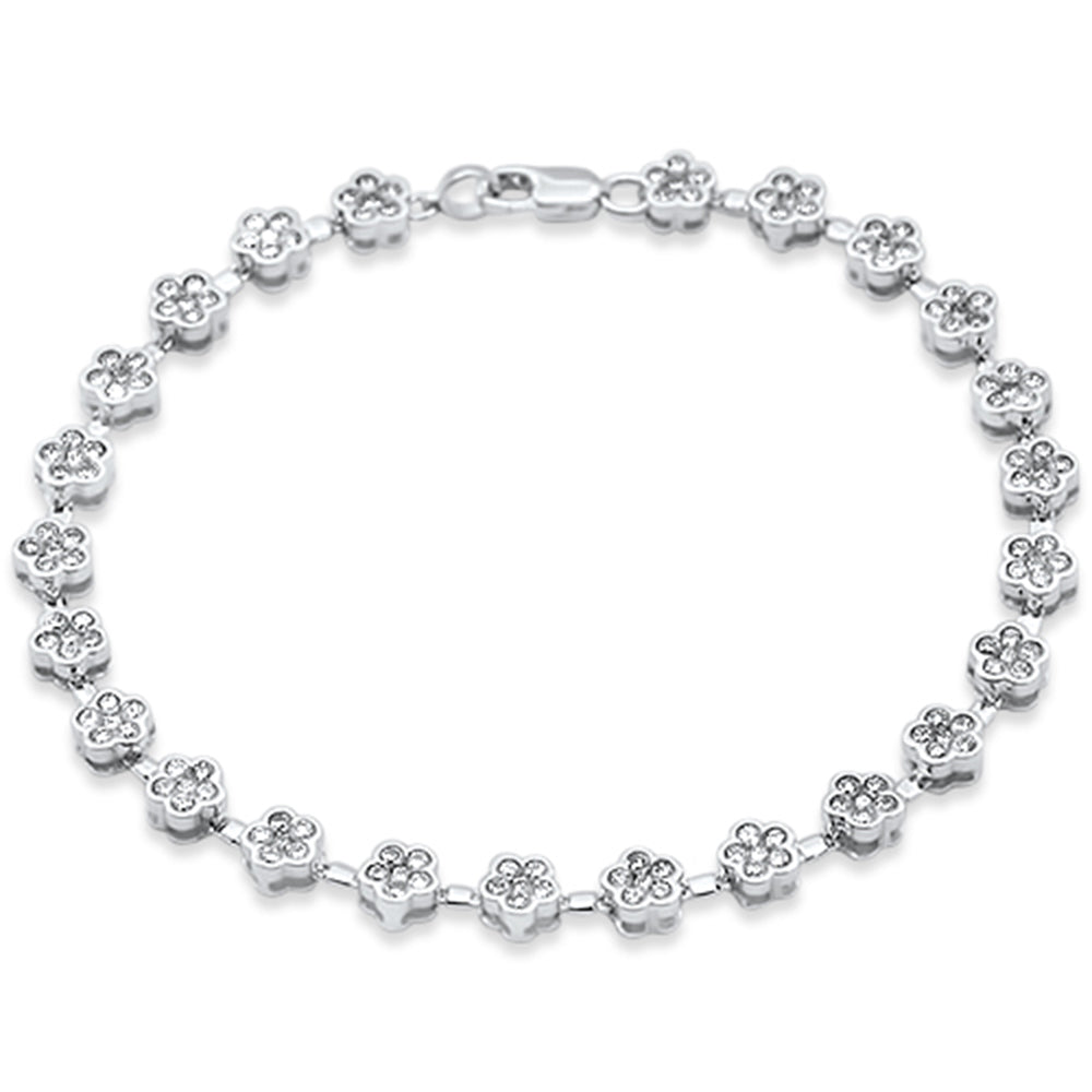 SPECIAL!2.00ct G SI 14KT White Gold Diamond Flower Bracelet 7" Long