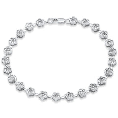 SPECIAL!2.00ct G SI 14KT White Gold Diamond Flower Bracelet 7" Long