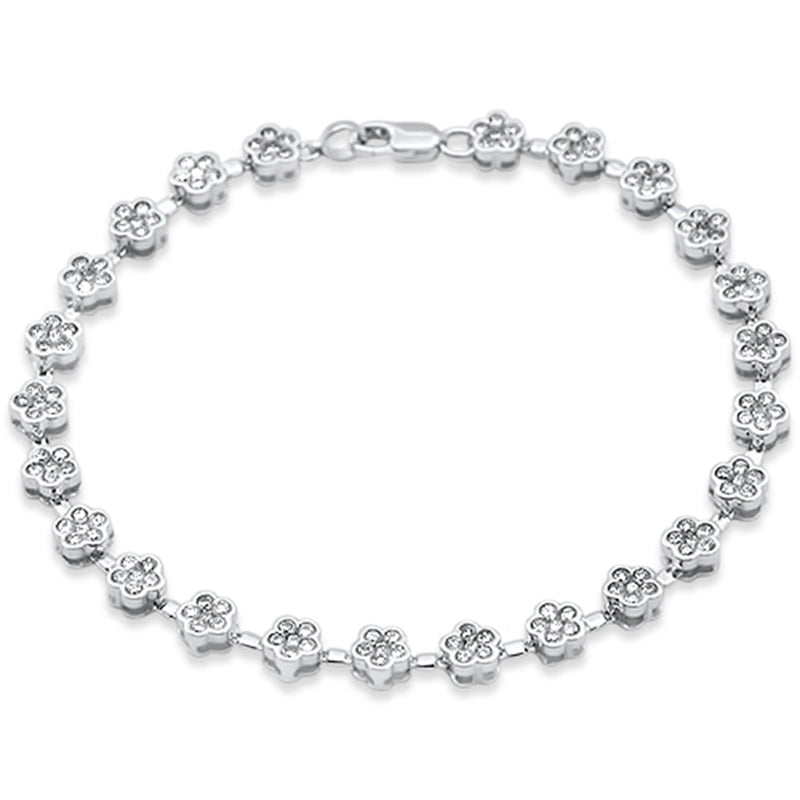 SPECIAL!2.00ct G SI 14KT White Gold Diamond Flower Bracelet 7" Long