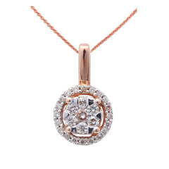 DIAMOND  CLOSEOUT! 14kt Rose Gold .22ct Designer Round Diamond Halo Pendant