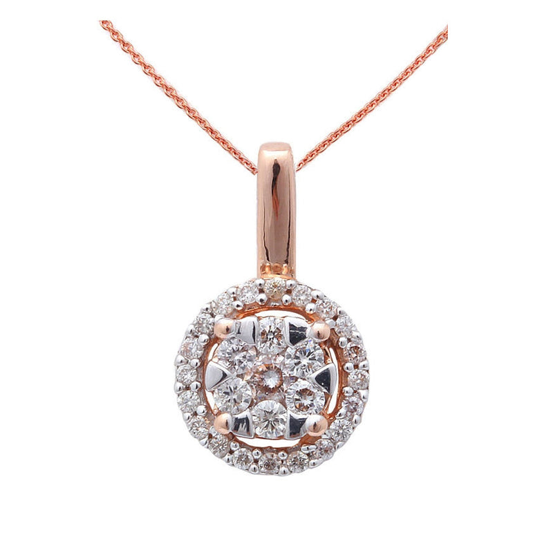 DIAMOND  CLOSEOUT! 14kt Rose Gold .22ct Designer Round Diamond Halo Pendant