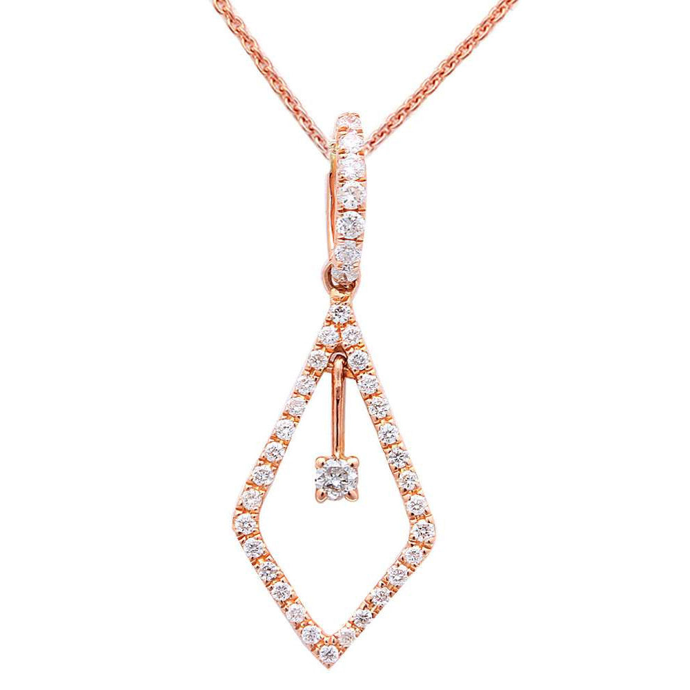 DIAMOND  CLOSEOUT! .24ct Diamond Solitaire Drop Dangle Necklace Pendant 14kt Rose Gold 18"