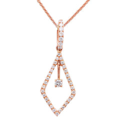 DIAMOND  CLOSEOUT! .24ct Diamond Solitaire Drop Dangle Necklace Pendant 14kt Rose Gold 18"